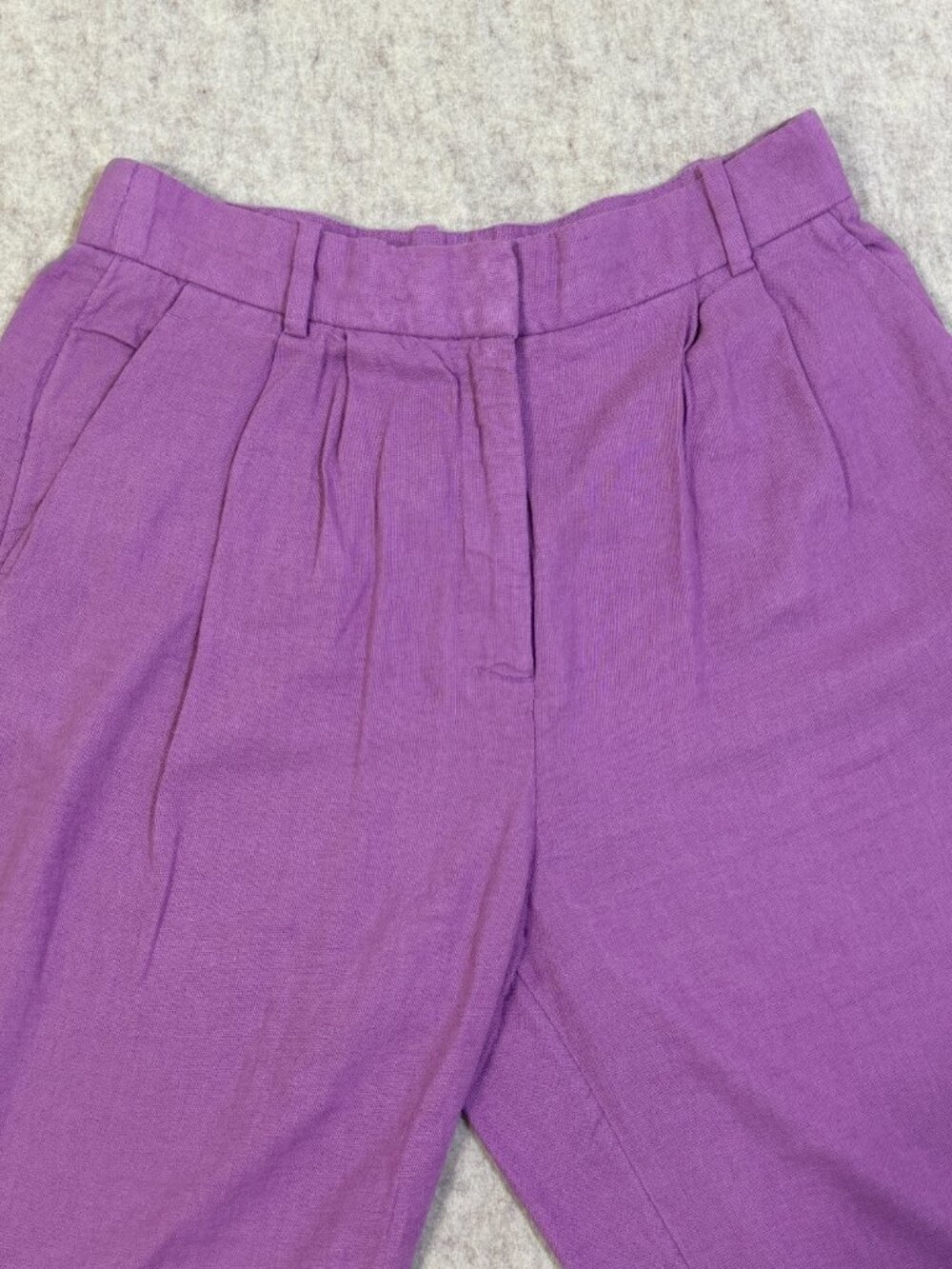 Abercrombie Sloane Linen Blend Pleated Wide Leg Pants Purple 27 4R